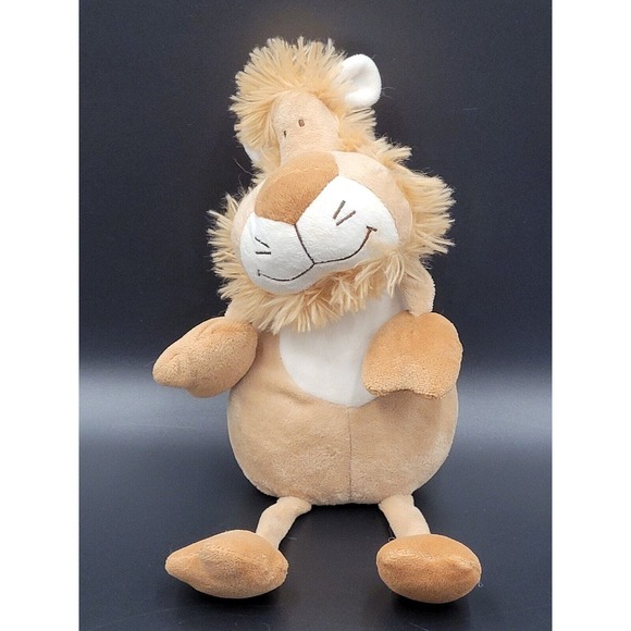Plush Lion Stuffed Animal 12" Floppy Arms Legs Derpy Brown Cream Smiley - Picture 2 of 9